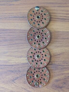Brown Leather Circle Wrist Band with Brass Eyelets